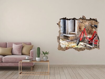 Díra 3D foto tapeta nálepka Červené kolo v okouzlující ulici