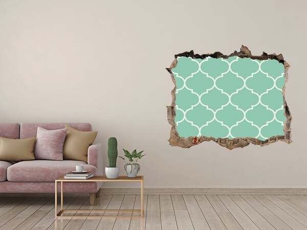 Fototapeta díra na zeď 3D Zelená mozaika na pozadí poškozené zdi