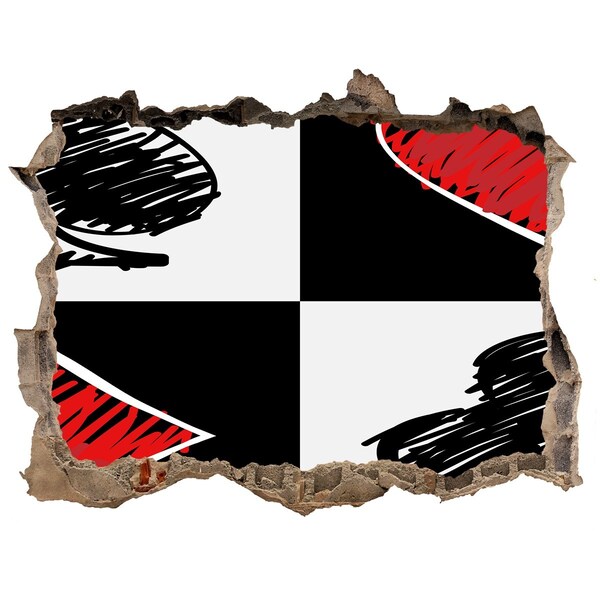 Fototapeta díra na zeď Rozbitá zeď s červenými akcenty