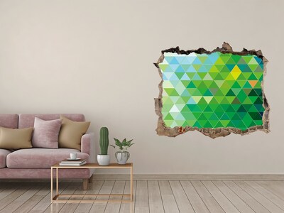 Samolepící díra na stěnu Zelená krajina v díře ve zdi