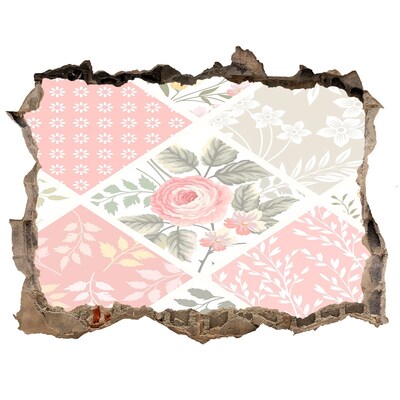 Samolepící díra na stěnu Květinový vzor na betonovém pozadí