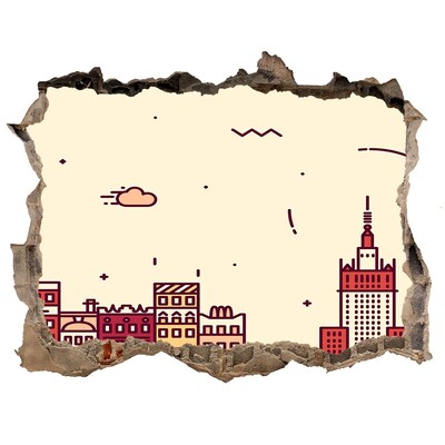 Fototapeta díra na zeď Město za zdí