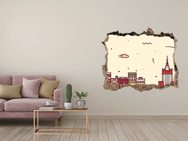 Fototapeta díra na zeď Město za zdí