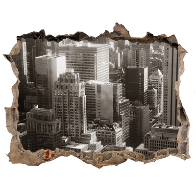 Fototapeta díra na zeď 3D Pohled na město z díry ve zdi