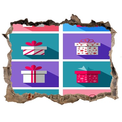 Fototapeta díra na zeď 3D Dárková překvapení