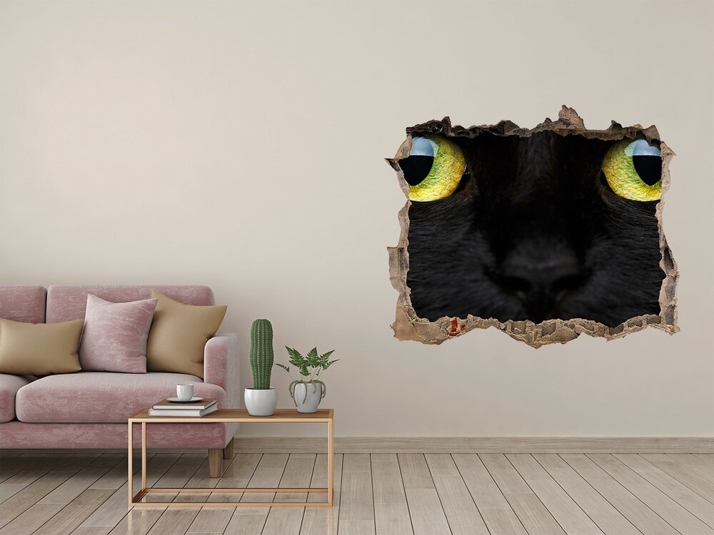 Nálepka 3D díra na zeď Kočičí oči