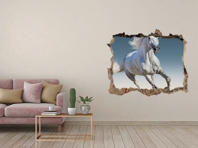 Fototapeta díra na zeď Bílý kůň ve cvalu