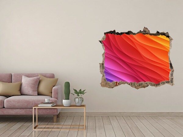 Nálepka fototapeta 3D výhled Vlna barev v díře ve zdi
