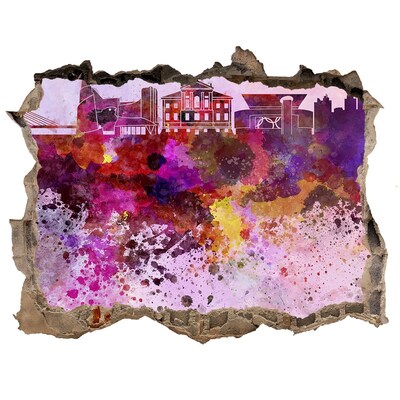 Samolepící díra nálepka Barevný pohled na město