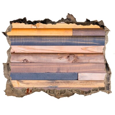 Samolepící nálepka beton Dřevěná zeď skrz otvor