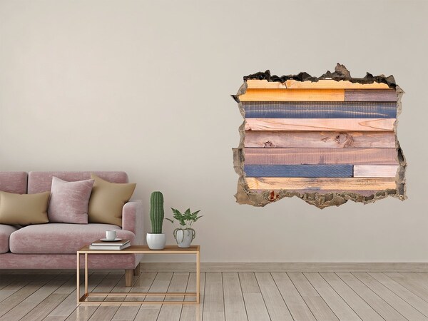 Samolepící nálepka beton Dřevěná zeď skrz otvor