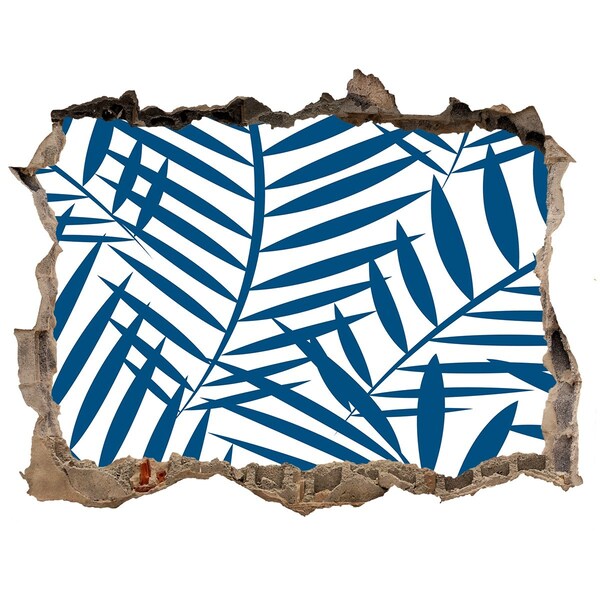 Fototapeta díra na zeď 3D Tropické listí v díře ve zdi