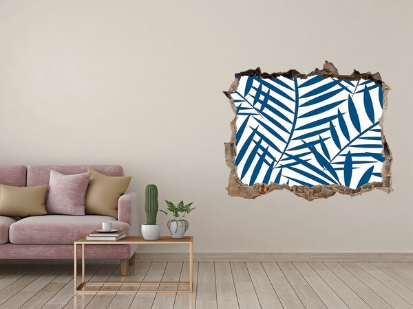 Fototapeta díra na zeď 3D Tropické listí v díře ve zdi