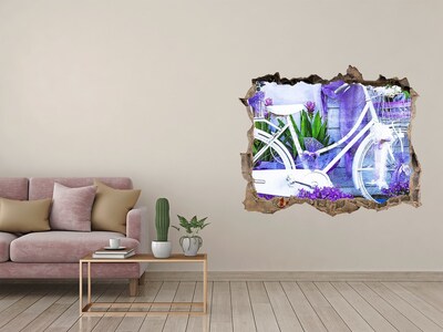 Nálepka díra na zeď Kolo v zahradě plné květin