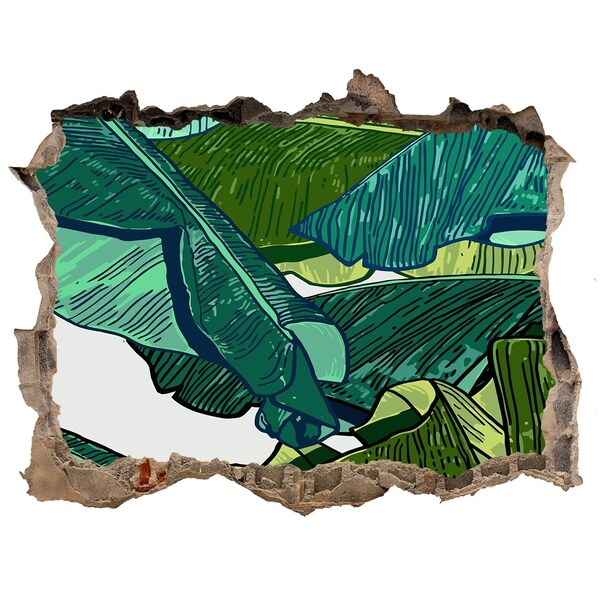 Fototapeta díra na zeď 3D Tropická zahrada s banánovými listy