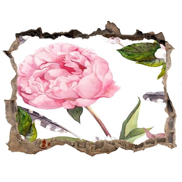 Samolepící nálepka na zeď Květinová malba skrz díru ve zdi