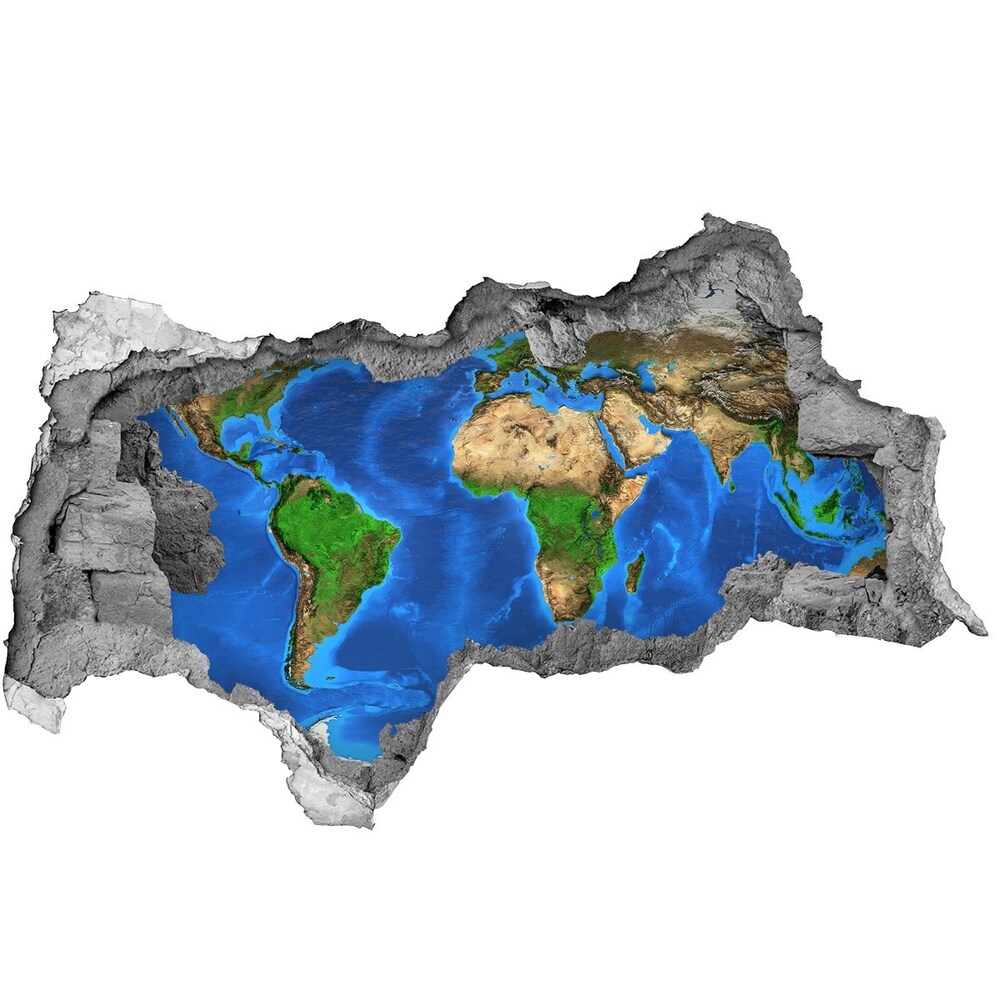 Díra 3D fototapeta nálepka Mapa světa