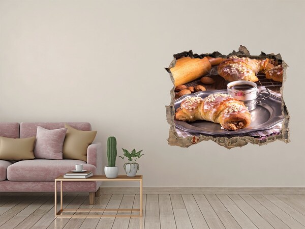Samolepící díra na stěnu Lahodné croissanty s kávou