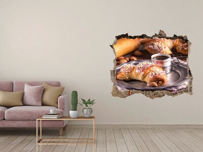 Samolepící díra na stěnu Lahodné croissanty s kávou