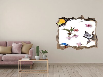 Samolepící díra na stěnu Ptáci květy višně