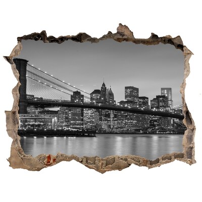 Samolepící díra na stěnu Pohled na město v černé a bílé