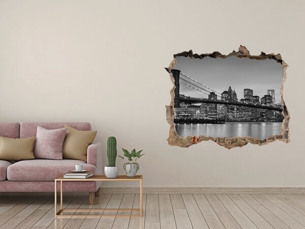 Samolepící díra na stěnu Pohled na město v černé a bílé