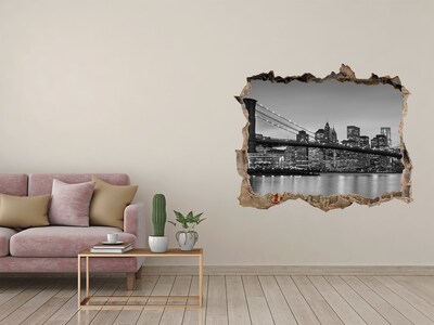 Samolepící díra na stěnu Pohled na město v černé a bílé