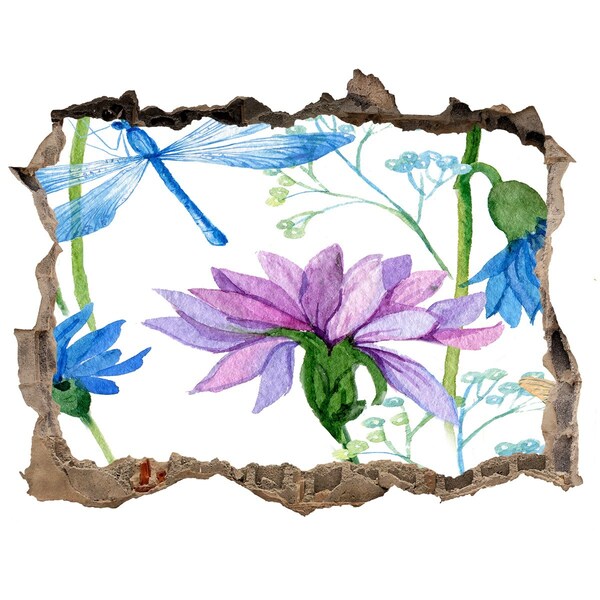 Samolepící díra na stěnu Květinová fototapeta Díra ve zdi