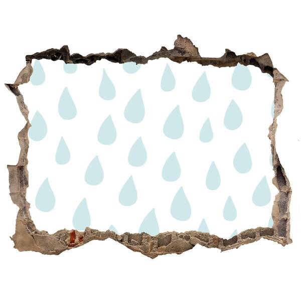 Samolepící díra na stěnu Dešťové kapky za zdí