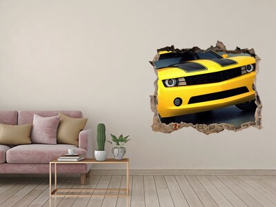 Díra 3D fototapeta nálepka Zničená zeď se žlutým autem