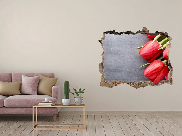 Samolepící díra na stěnu Červené tulipány