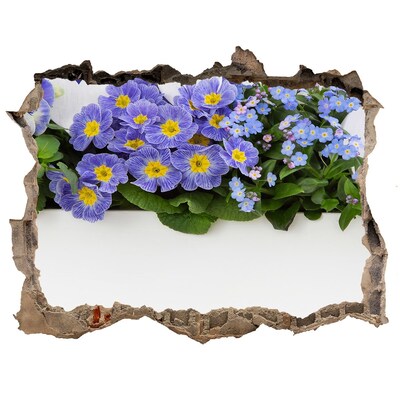 Nálepka 3D díra na zeď Modré květiny