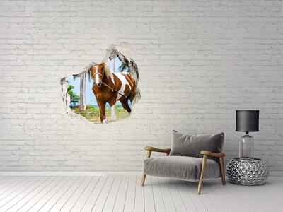 Díra 3D fototapeta nálepka Strakatý kůň