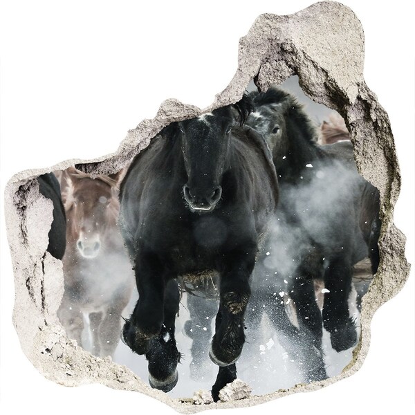 Fototapeta díra na zeď Koně cválající skrz zeď