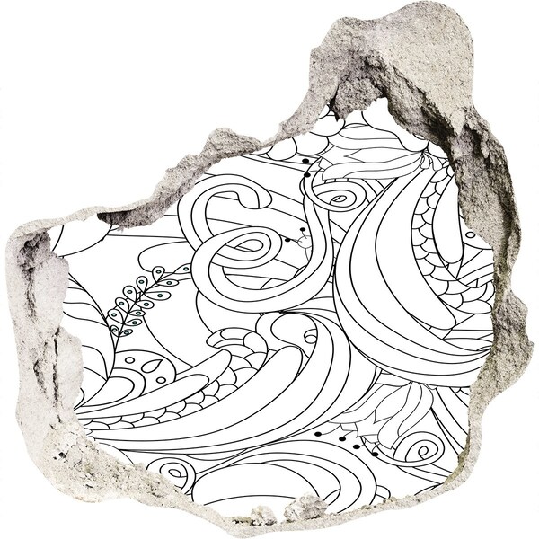 Nálepka 3D díra na zeď Díra ve zdi Květinový vzor