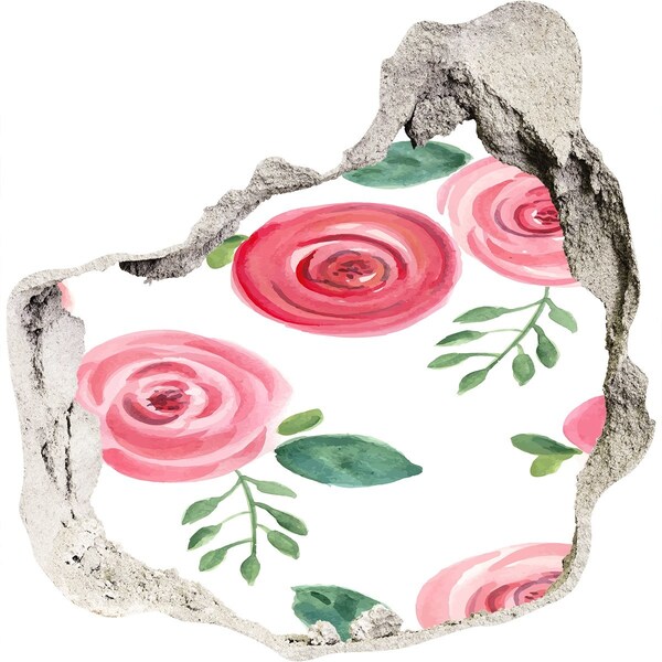 Nálepka 3D díra na zeď samolepící Květinová díra ve zdi