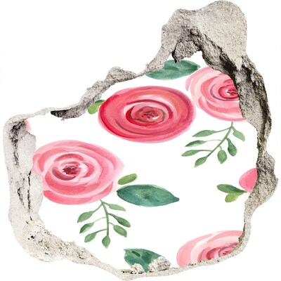 Nálepka 3D díra na zeď samolepící Květinová díra ve zdi