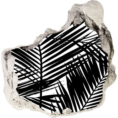 Nálepka 3D díra na zeď Tropické listí v díře ve zdi