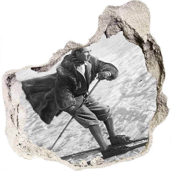 Fototapeta díra na zeď Zimní lyžař v retro stylu