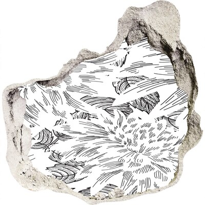 Nálepka 3D díra na zeď Díra ve zdi Květinový vzor