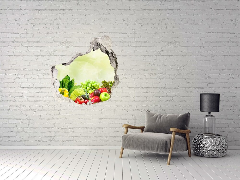 Nálepka 3D díra na zeď Zelenina