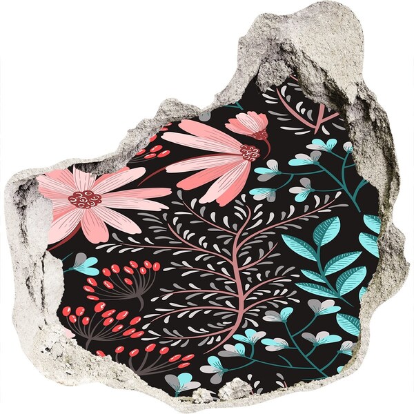 Fototapeta díra na zeď Květinový vzor na černém pozadí