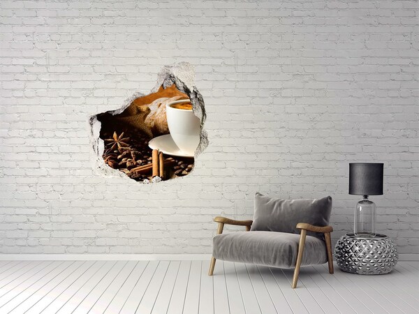 Nálepka 3D díra samolepící Káva a čerstvý chléb