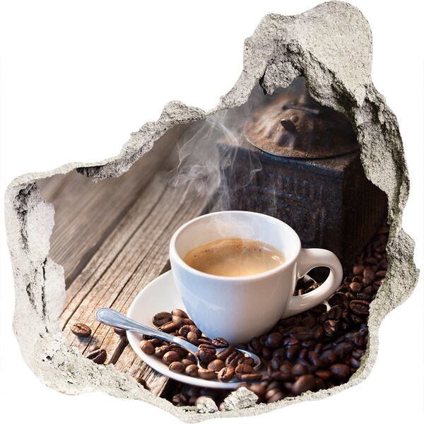 Nálepka 3D díra samolepící Káva v útulné kavárně