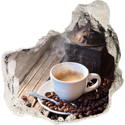 Nálepka 3D díra samolepící Káva v útulné kavárně