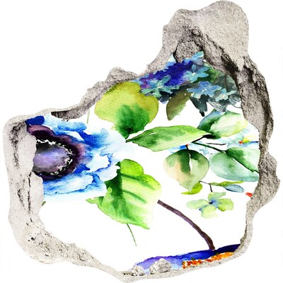 Nálepka 3D díra na zeď Jarní květiny