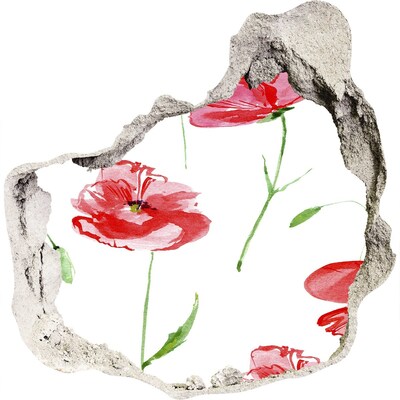 Nálepka 3D díra na zeď samolepící Květinová díra ve zdi