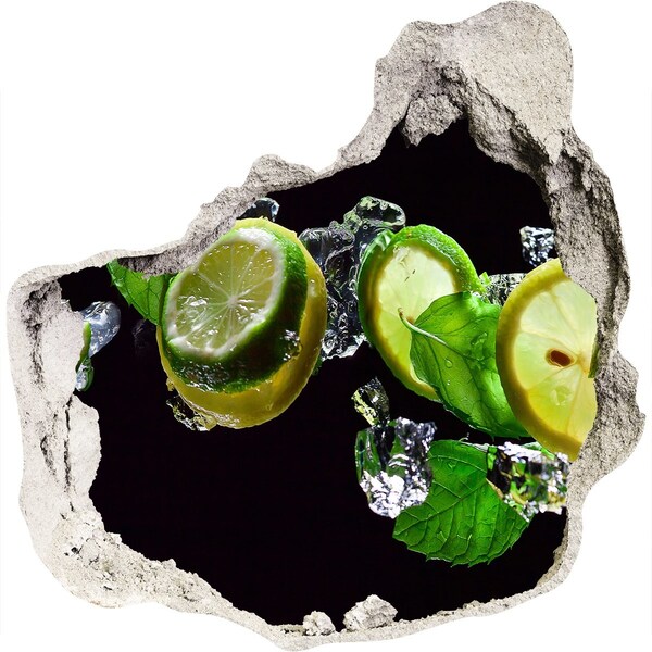 Nálepka 3D díra na zeď Citronová dávka svěžesti