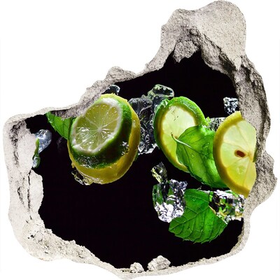 Nálepka 3D díra na zeď Citronová dávka svěžesti