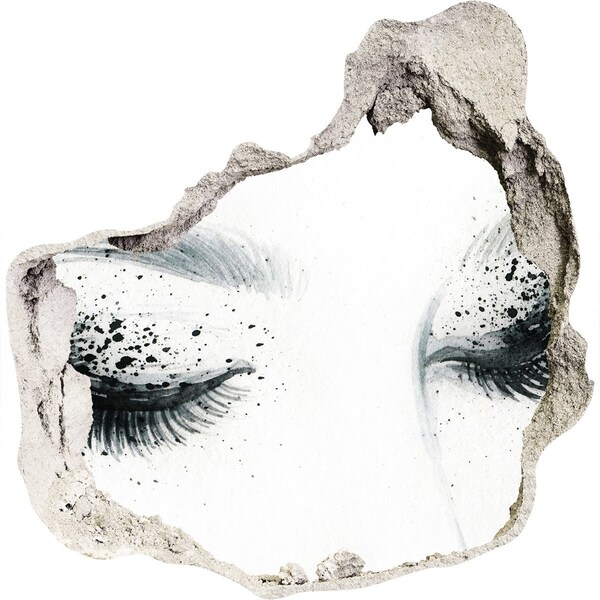 Fototapeta díra na zeď Zavřené oči v díře ve zdi